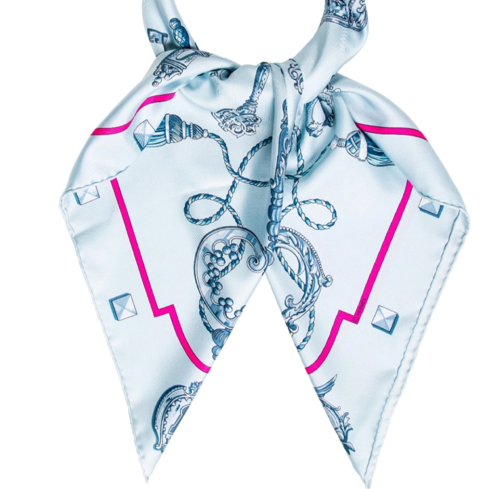 Nwt Hermes Les Cles bleu glacier 90 cms 100 soie